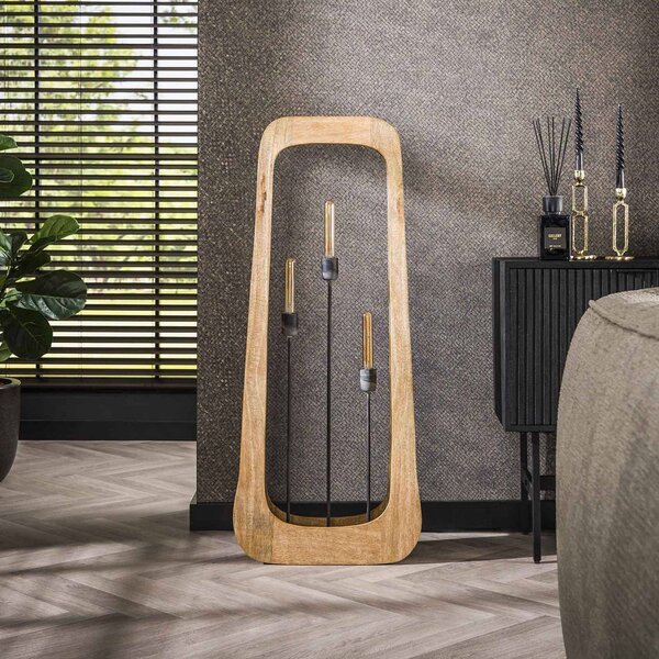 Zijlstra Woodframe állólámpa, 3-lámpás, mangófa, natúr, Világos fa, Nappali / Étkező, Fa, Modern
