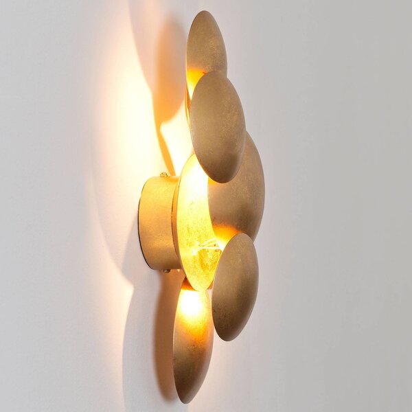 Holländer BOLLADARIA LED fali lámpa, arany, 42 x 27 cm, fém, dimmelhető fényerő,, Sárgaréz / arany, Nappali / Étkező, fém, Dizájn