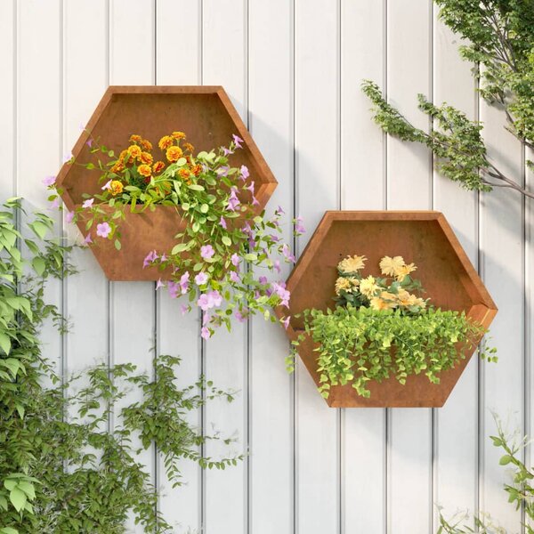 VidaXL 2 db szürke időjárásálló acél fali növénytartó 46x10x40 cm