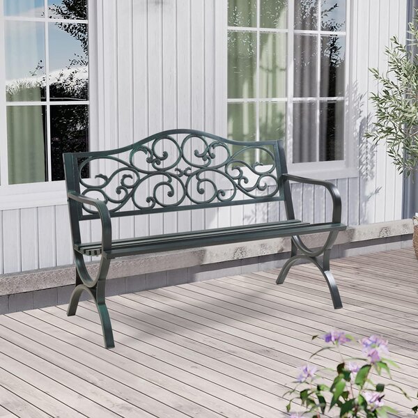 Kerti pad Utav acél 127x53x79 cm sötétszürke, zöld patinával [casa.pro]