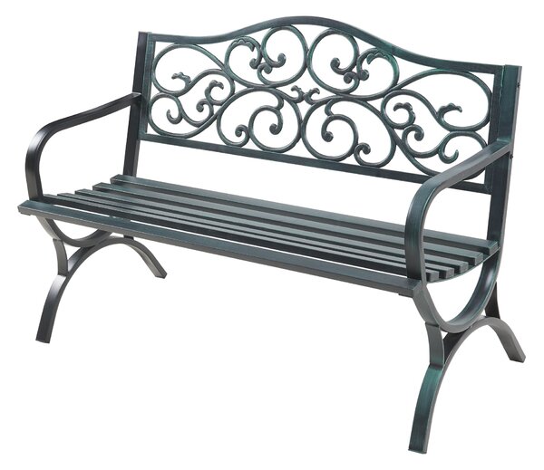 Kerti pad Utav acél 127x53x79 cm sötétszürke, zöld patinával [casa.pro]