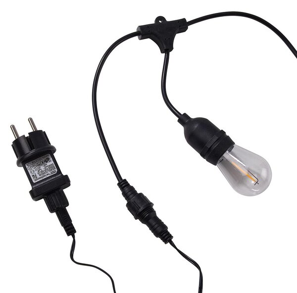 BULB LIGHTS kültéri égősor fali csatlakozóval, fekete 10 égő