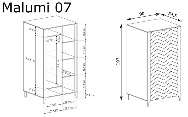 Aldabra Malumi MM-7 gardróbszekrény, fekete