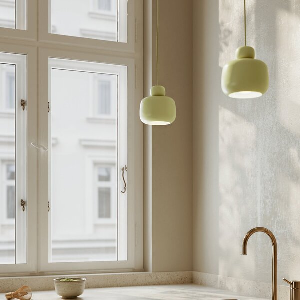 Függőlámpa Woud, Stone, dimmable, Zöld, Konyha, Fém, Dizájn