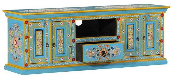Kék tömör mangófa TV-szekrény 110 x 30 x 40 cm