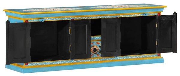 Kék tömör mangófa TV-szekrény 110 x 30 x 40 cm