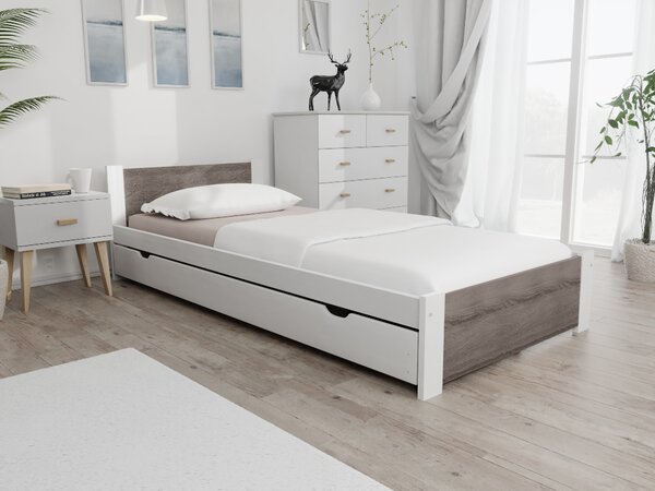 IKAROS ágy 90 x 200 cm, fehér/trüffel tölgy Ágyrács: Ágyrács nélkül, Matrac: Matrac nélkül
