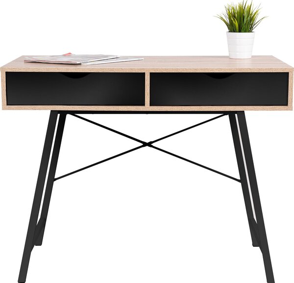 Tutumi, téglalap alakú fiókos íróasztal 100x48x79 cm FFT180902, fekete-fa, MEB-06022