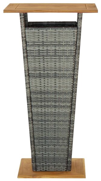 Szürke polyrattan és tömör akácfa bárasztal 60 x 60 x 110 cm