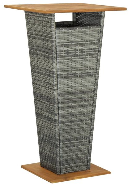 Szürke polyrattan és tömör akácfa bárasztal 60 x 60 x 110 cm
