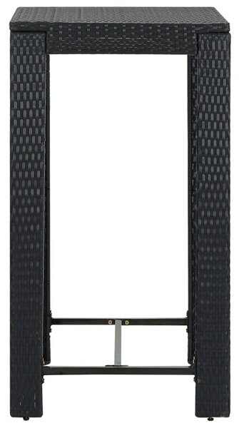 Fekete polyrattan kerti bárasztal 60,5 x 60,5 x 110,5 cm