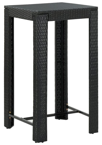 Fekete polyrattan kerti bárasztal 60,5 x 60,5 x 110,5 cm