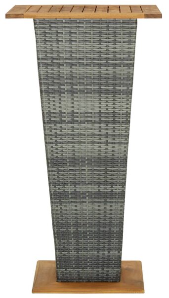 Szürke polyrattan és tömör akácfa bárasztal 60 x 60 x 110 cm