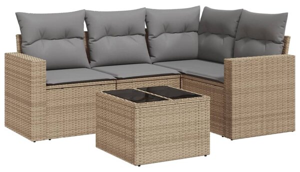 5 részes bézs polyrattan kerti ülőgarnitúra párnákkal