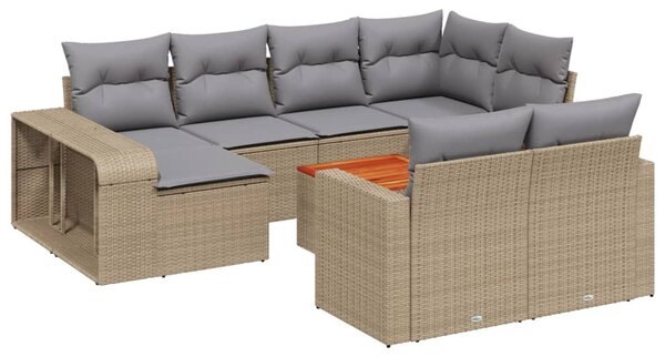 11 részes bézs polyrattan kerti ülőgarnitúra párnákkal