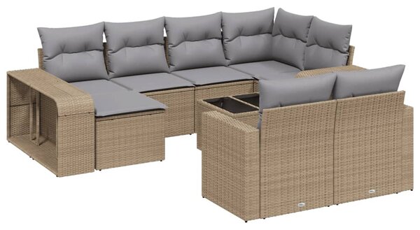 11 részes bézs polyrattan kerti ülőgarnitúra párnákkal