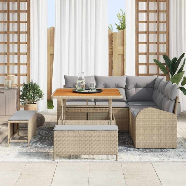 Kerti Kanapé Szett párnával 8 pcs Beige és Világosszürke