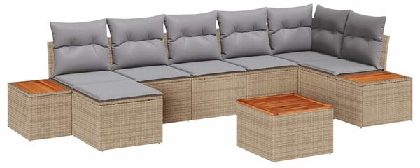 Kerti Kanapé Szett 8 pcs Beige és Világosszürke Polyrattan