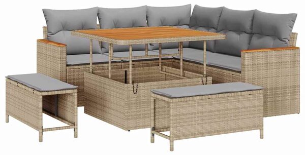 Kerti Kanapé Szett párnával 8 pcs Bézs Poli rattan
