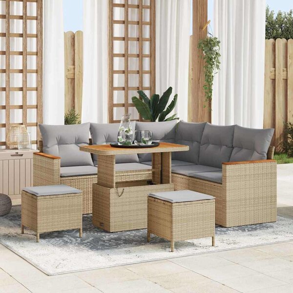 Kerti Kanapé Szett párnával 8 pcs Bézs Poli rattan