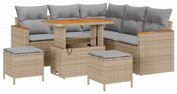 Kerti Kanapé Szett párnával 8 pcs Bézs Poli rattan