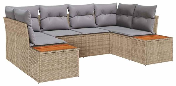 Kerti Kanapé Szett 6 pcs Beige és Világosszürke Polyrattan