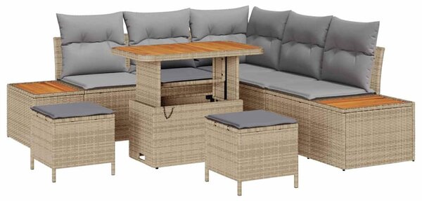 Kerti Kanapé Szett párnával tárolóval 8 pcs Bézs Poli rattan