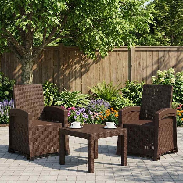 Dönthető kertiszék rattan hatású 2 pcs Barna PP