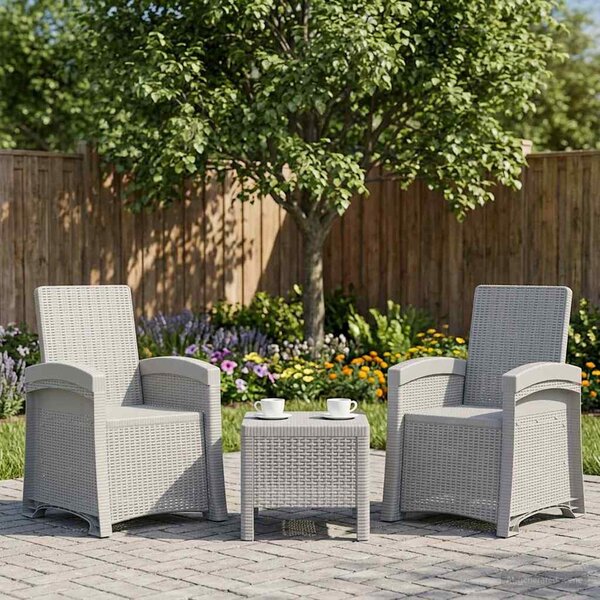 Dönthető kertiszék rattan hatású 2 pcs Fehér PP