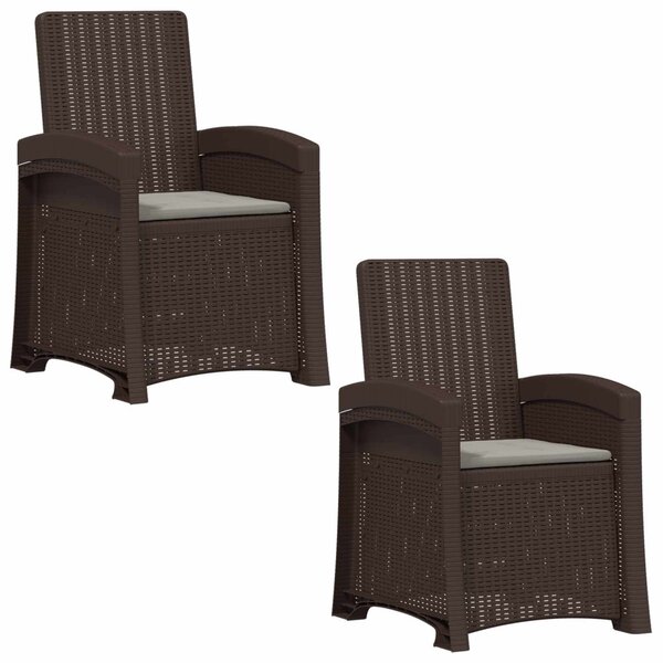 Dönthető kertiszék rattan hatású 2 pcs Barna és Világosszürke