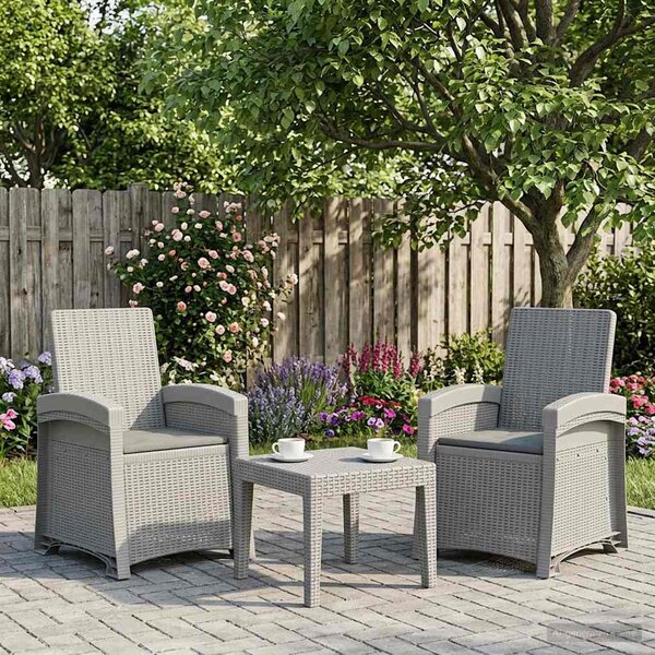 Dönthető kertiszék rattan hatású 2 pcs Fehér és Világosszürke