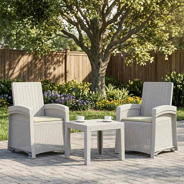 Dönthető kertiszék rattan hatású 2 pcs Fehér és Krém színű PP