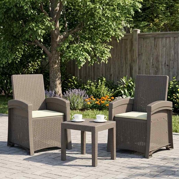 Dönthető kertiszék rattan hatású 2 pcs Világosszürke és Krém PP