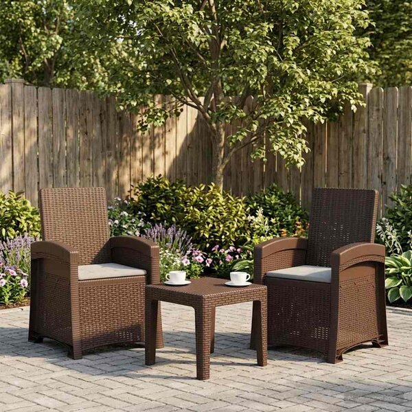Dönthető kertiszék rattan hatású 2 pcs Barna és Világosszürke