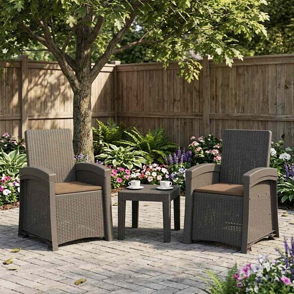 Dönthető kertiszék rattan hatású 2 pcs Világosszürke és Taupe