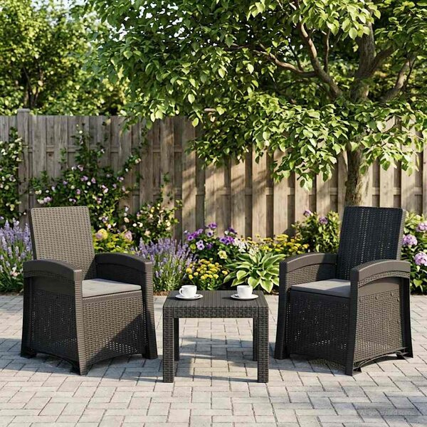 Dönthető kertiszék rattan hatású 2 pcs Antracitszürke PP