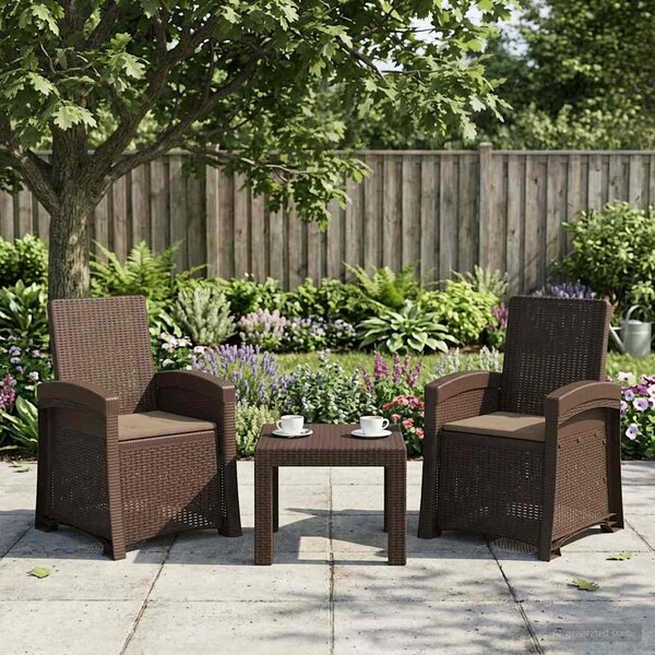 Dönthető kertiszék rattan hatású 2 pcs Barna és Tópszínű PP