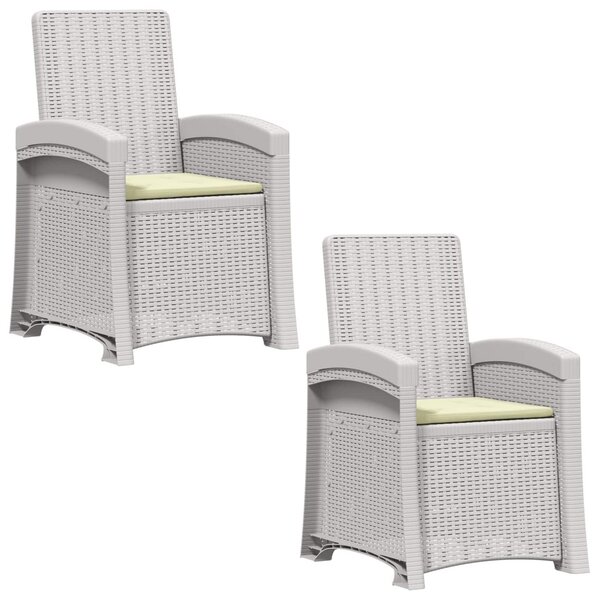 Dönthető kertiszék rattan hatású 2 pcs Fehér és Krém színű PP