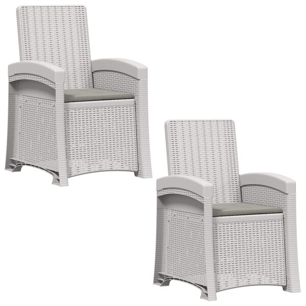 Dönthető kertiszék rattan hatású 2 pcs Fehér és Világosszürke