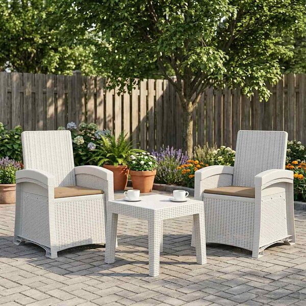 Dönthető kertiszék rattan hatású 2 pcs Fehér és Tópszínú PP