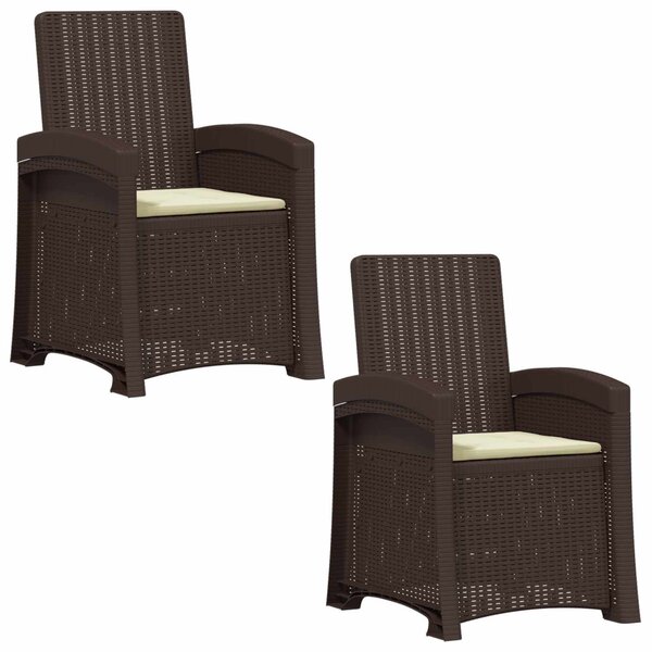 Dönthető kertiszék rattan hatású 2 pcs Barna és Krém színű PP