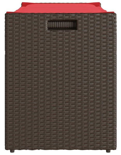 Barna polyrattan kültéri tárolópad párnával 100 cm