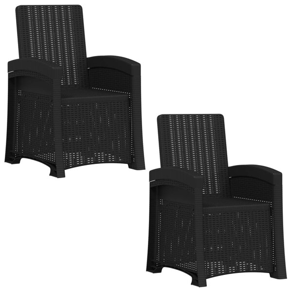 Dönthető kertiszék rattan hatású 2 pcs Antracitszürke PP