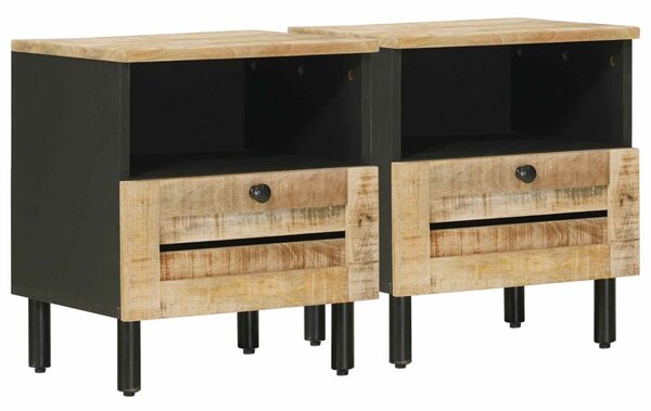 Éjjeli asztal 2 db Természetes 40 x 33 x 46 cm Tömör Mangófát