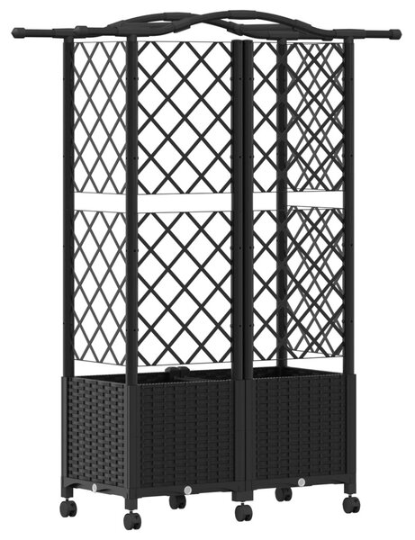 Magasított Ágy Trellis-szel és Tetővel Fekete 122 x 40 x 144 cm