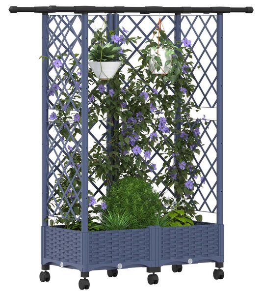 Magasított Ágy Trellis-szel és Tetővel Szürke 124 x 40 x 127 cm