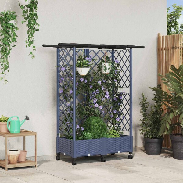 Magasított Ágy Trellis-szel és Tetővel Szürke 124 x 40 x 127 cm