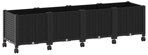 Kerekes Kerti Ültető Fekete 160 x 40 x 44 cm PP