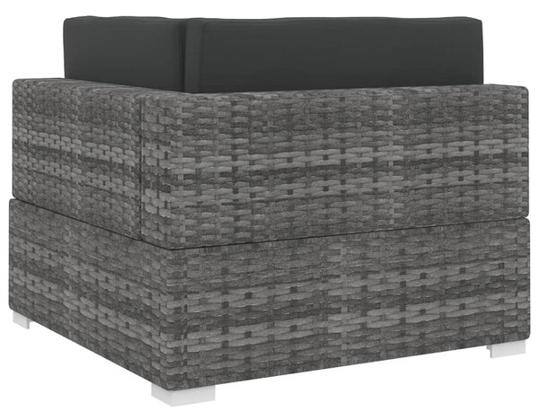 Szürke moduláris polyrattan sarokfotel párnákkal