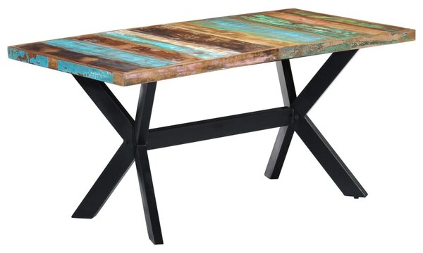 Tömör újrahasznosított fa étkezőasztal 160 x 80 x 75 cm